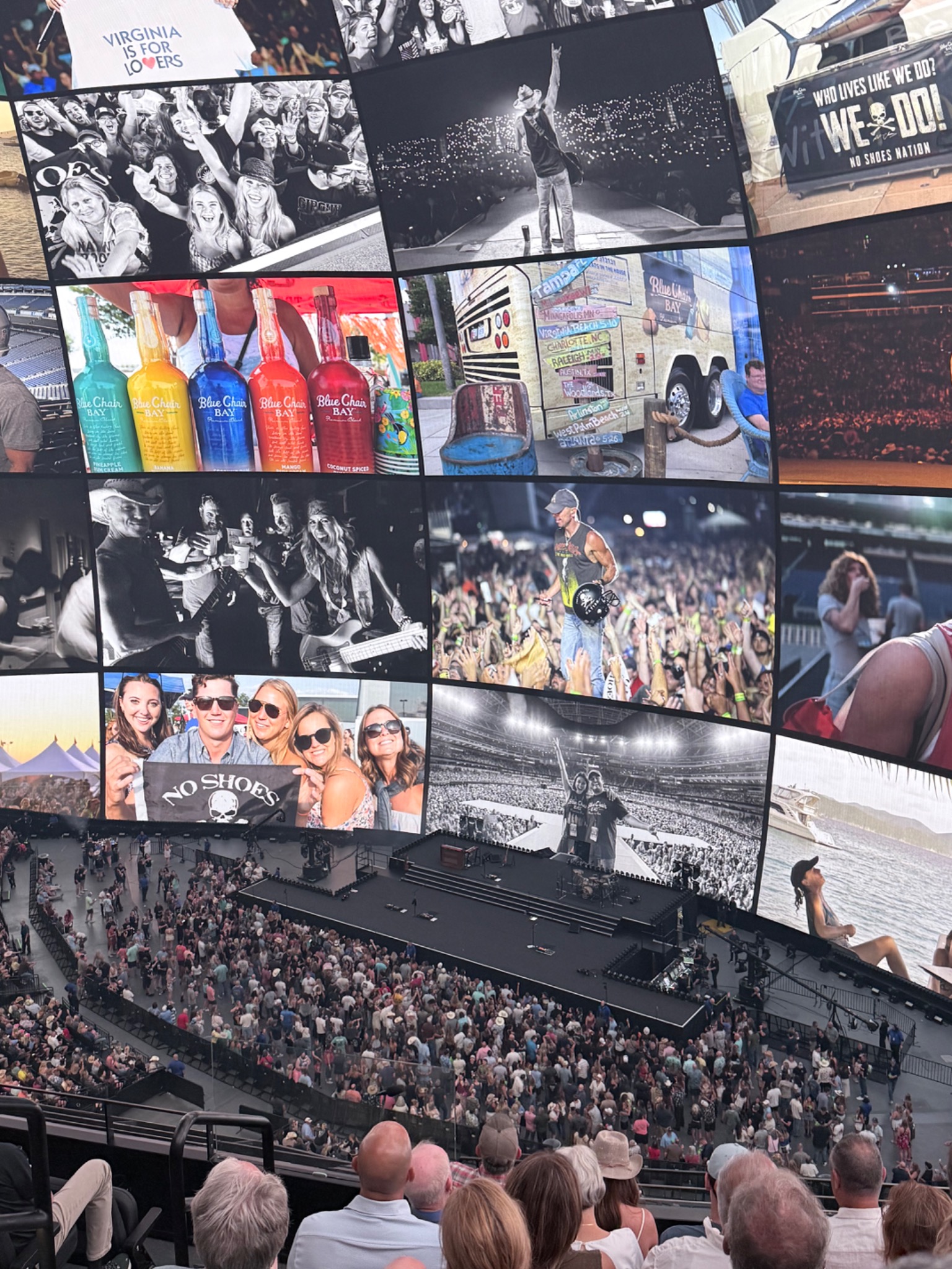 Kenny Chesney concert at the Sphere with a montage across the giant screen