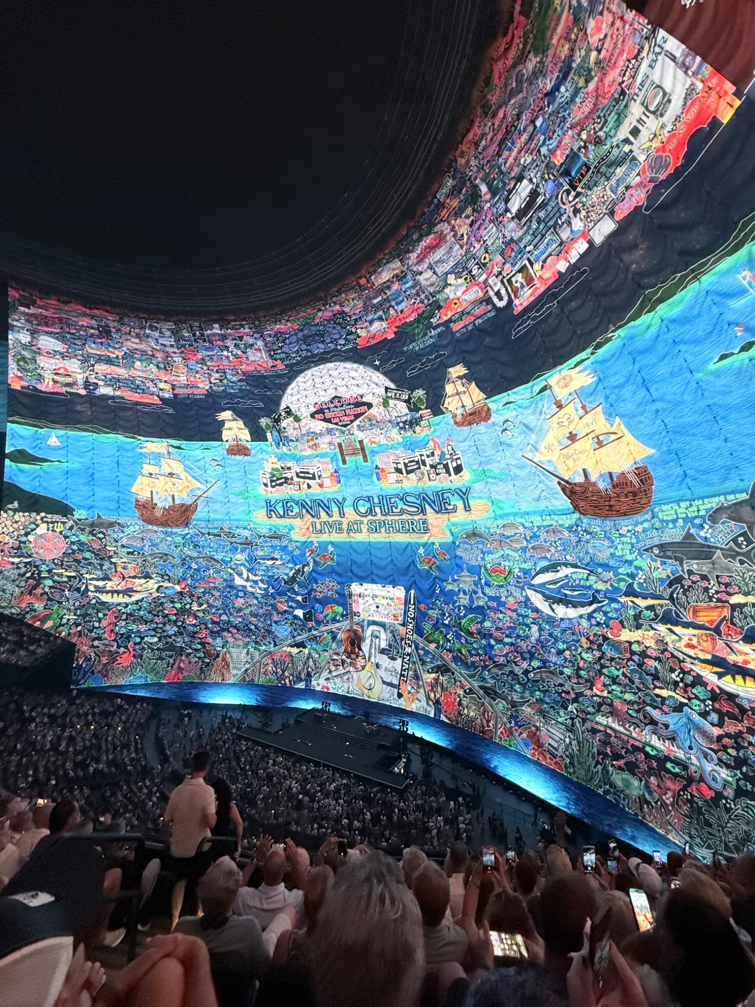 Kenny Chesney concert inside the Sphere in Las Vegas with the massive wraparound screen