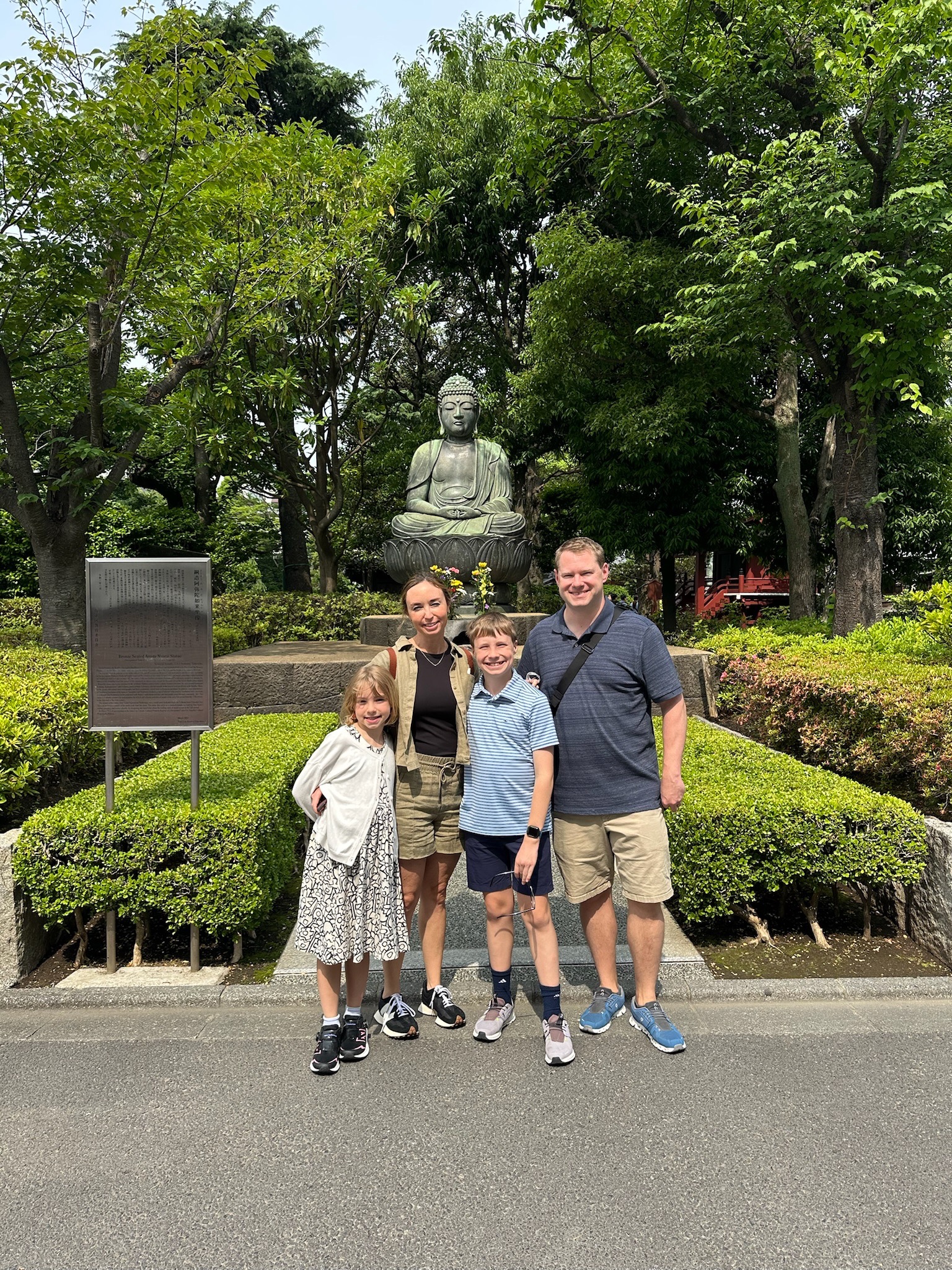 Family visiting Tokyo near Sensoji Temple using points and miles