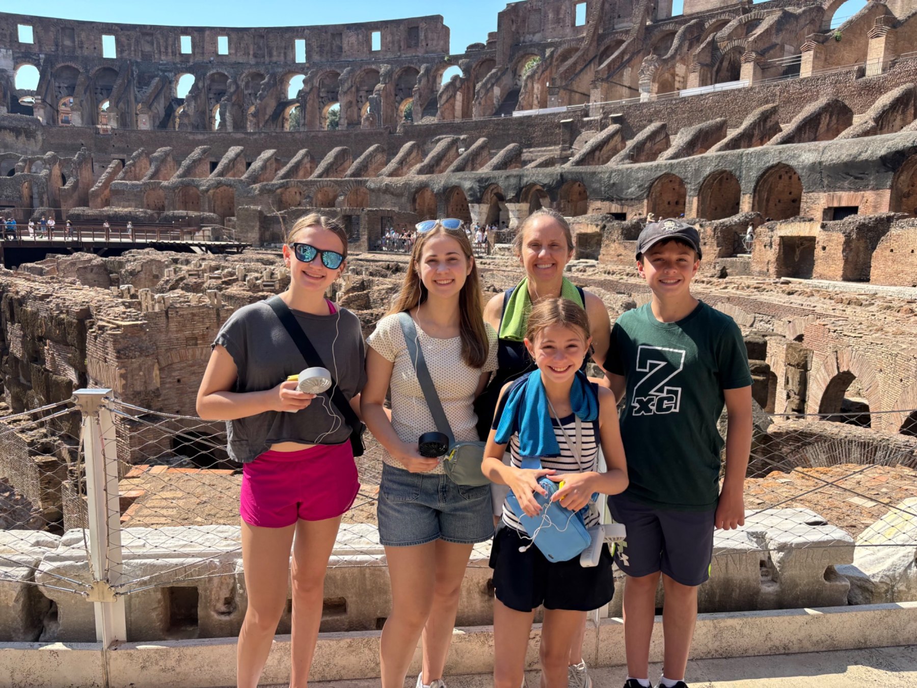 Kim and her children inside the Colosseum in Rome